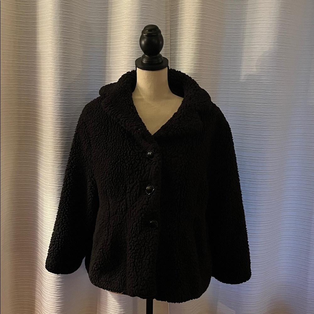 Black Button-Up Sherpa Jacket